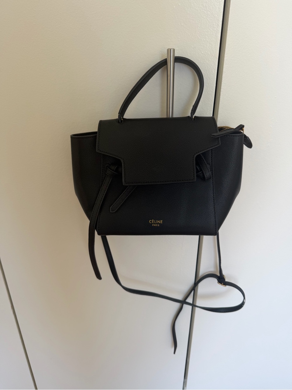 Black Mini Belt Bag - Leather Top-Handle & Crossbody